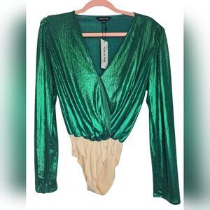 NWT Strut & Bolt green metallic bodysuit
